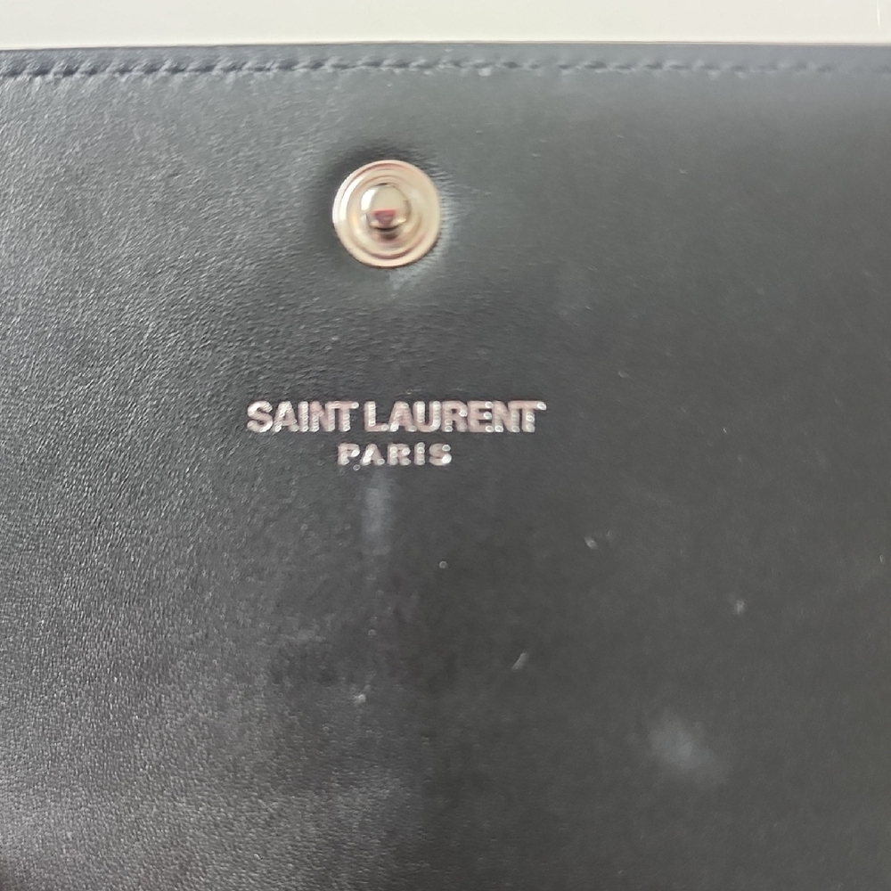 Yves Saint Laurent Black Clutch with Silver Logo - Picture 3 of 10